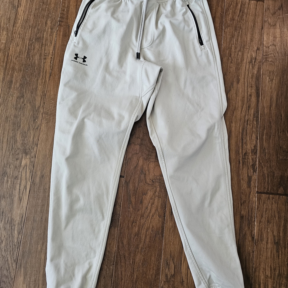 Under Armour White Joggers with Black Accents